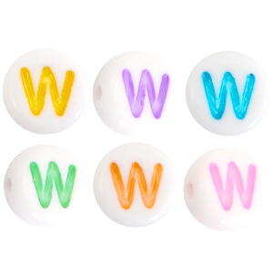 Buchstaben Perlen aus Acryl W Multicolor-Weiss