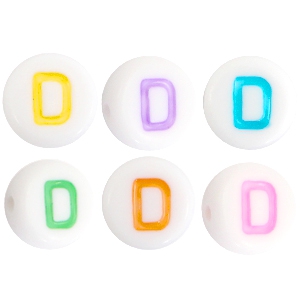 Buchstaben Perlen aus Acryl D Multicolor-Weiss