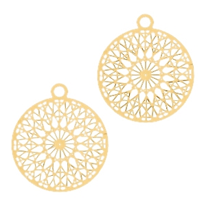 Bohemian Anh&auml;nger rund mit &Ouml;se 13mm Gold