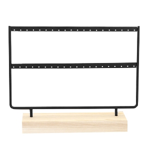 Schmuckdisplay Ohrringe doppel Metall mit Holz St&auml;nder Black