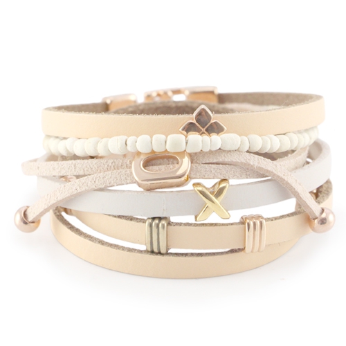 Armb&auml;nder aus Leder, Azteke und 5mm DQ Metall Schieber