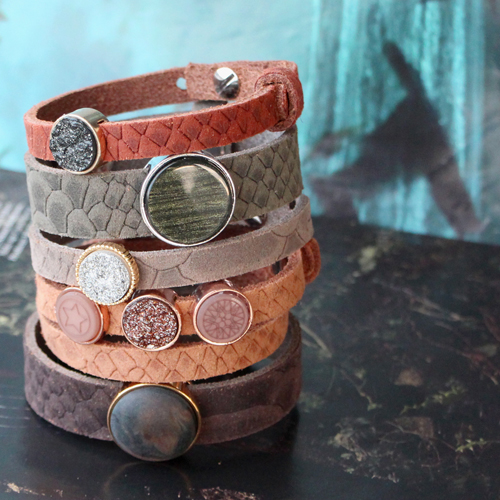 Diese DQ Leder Armb&auml;nder aus Cuoio haben ein herrliches Reptile Muster! 