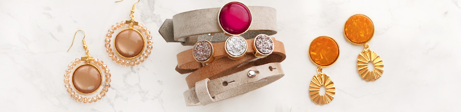 Cuoio Fassungen / Schieber f&uuml;r 8 mm Leder und 12 mm Cabochon