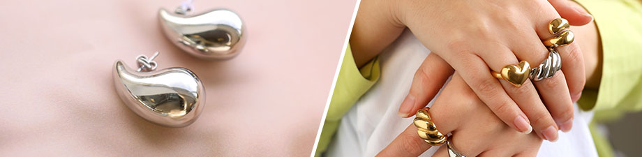 Neue Serie Edelstahl-Ohrstecker und Ringe