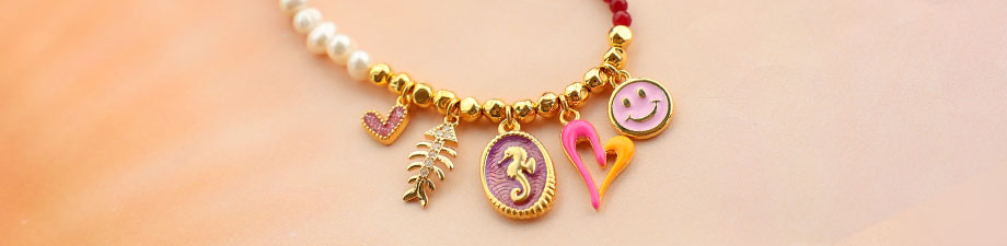 Neu! Fr&ouml;hliche Perlen und DQ-Metallanh&auml;ngern mit Emaille 