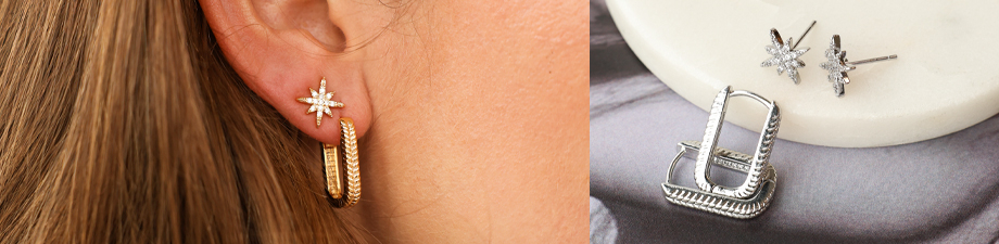 NEU! Stilvolle TQ-Messing-Ohrstecker mit Zirkonia