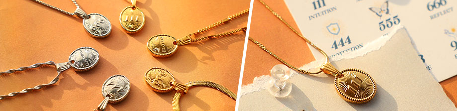 Neu! Einzigartige Edelstahl-Anh&auml;nger mit Engelszahlen 