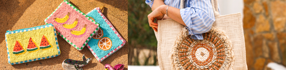 Strandtaschen, Etuis und Portemonnaies