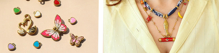 Sortiment mit ausdrucksstarken Anhängern aus Edelstahl Sortiment mit ausdrucksstarken Anhängern aus Edelstahl